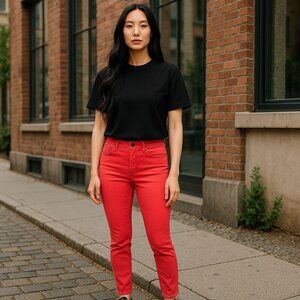 J Crew Womens Size 29 Coral Pink Toothpick Stretch Pockets Ankle Zip Pants Jeans